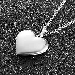 PHOCKSIN Glossy Silver Heart Lockets Personalized