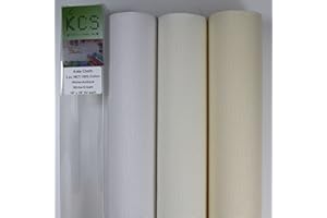 KCS 3 pc of 15" x 18" Counted Cross Stitch Cotton Aida Cloth Needlework Fabric,18CT,White+Antique White+Cream