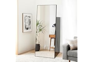 Dolonm 64x21 Inch Rectangular Full Length Mirror, Aluminum Alloy Frame Floor Mirror, Large Mirror Free-Standing Hanging or Leaning, Full Body Mirror for Living Room, Bedroom, Cloakroom, Hallway, Black