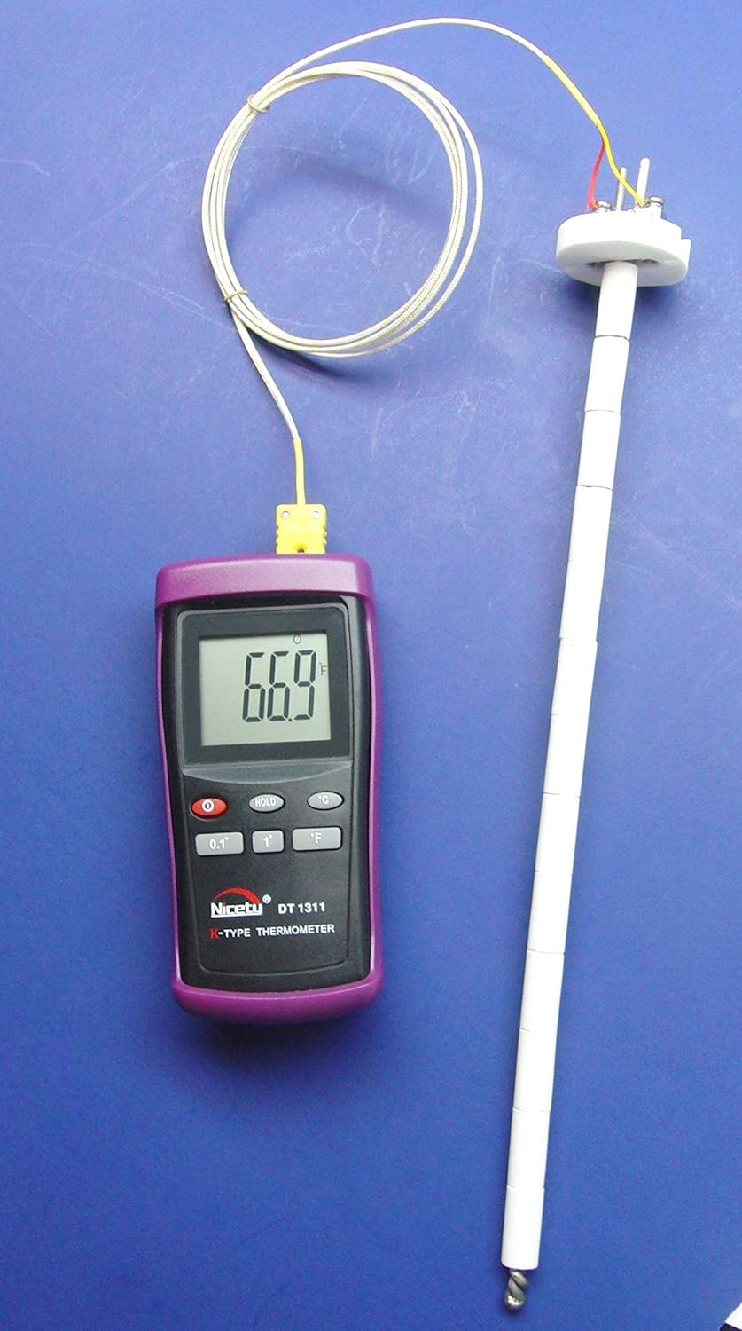 14" Very High Temperature KType Thermometer with Ceramic Insulated Probe Sensor for Kiln
