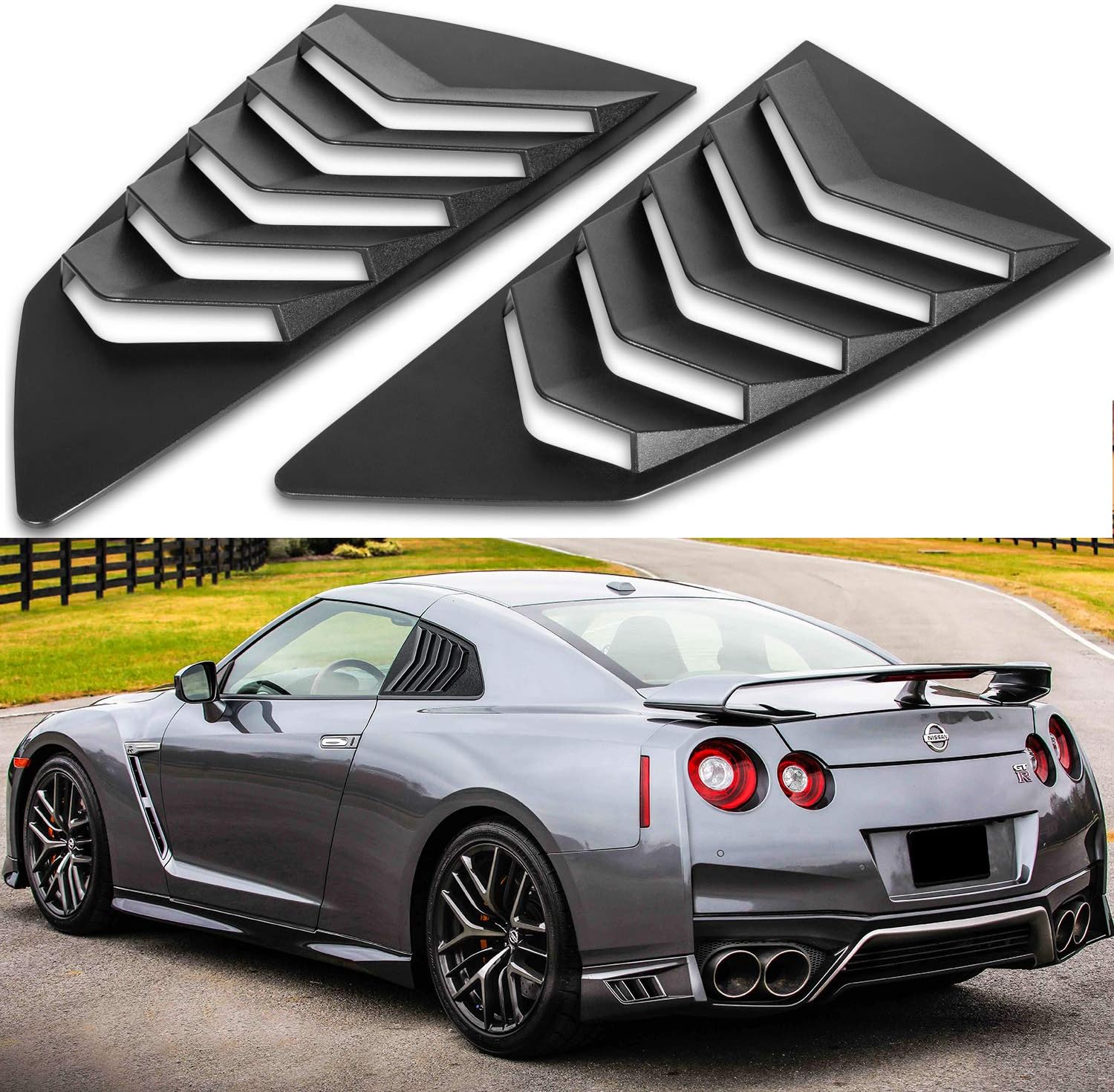 Amazon Com Side Window Louver Windshield Sunshade Cover In Lambo Gt Style Abs Matte Black For 08 17 Nissan R35 Gtr Gt R Automotive