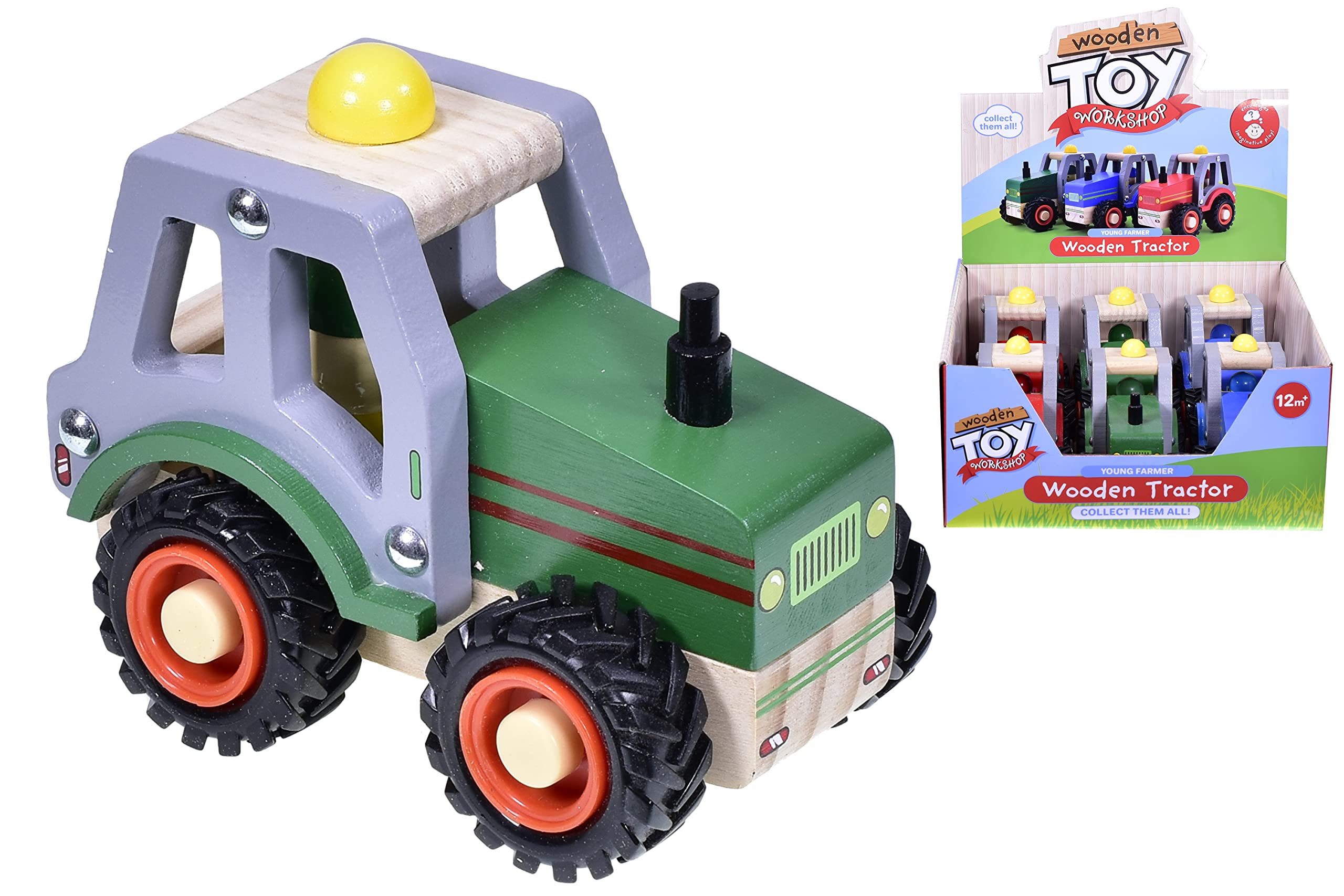 KandyToys Wooden Tractor Toy - Assorted Colours