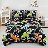 ZSYAYAHA Twin Comforter Set for Boys Dinosaur Bedding Twin Kids Dinosaur Bed Set for Teens Soft Lightweight 5 Pieces Black Bed in A Bag with Sheets(Black, Twin)