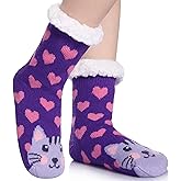 FNOVCO Kids Slipper Socks Boys Girls Fuzzy Soft Thick Cozy Warm Fleece lined Winter Indoor Christmas Socks