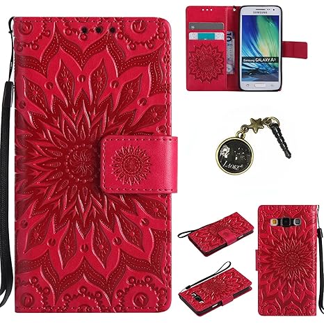 für Smartphone Samsung Galaxy A3 (2015) Hülle,Echt Leder Tasche für Samsung Galaxy A3 (2015) Flip Cover Handyhülle Bookstyle 