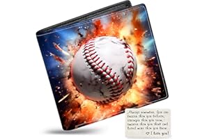 MINDOW Boys Wallet for Kids, Teen Boy Baseball Wallets 9-12 8-10 8-12, Cool Novelty Leather Bifold Rfid Blocking Purse Coin Pocket Zipper Id Window for Children Men Male Youth Guys Birthday Christmas Gifts