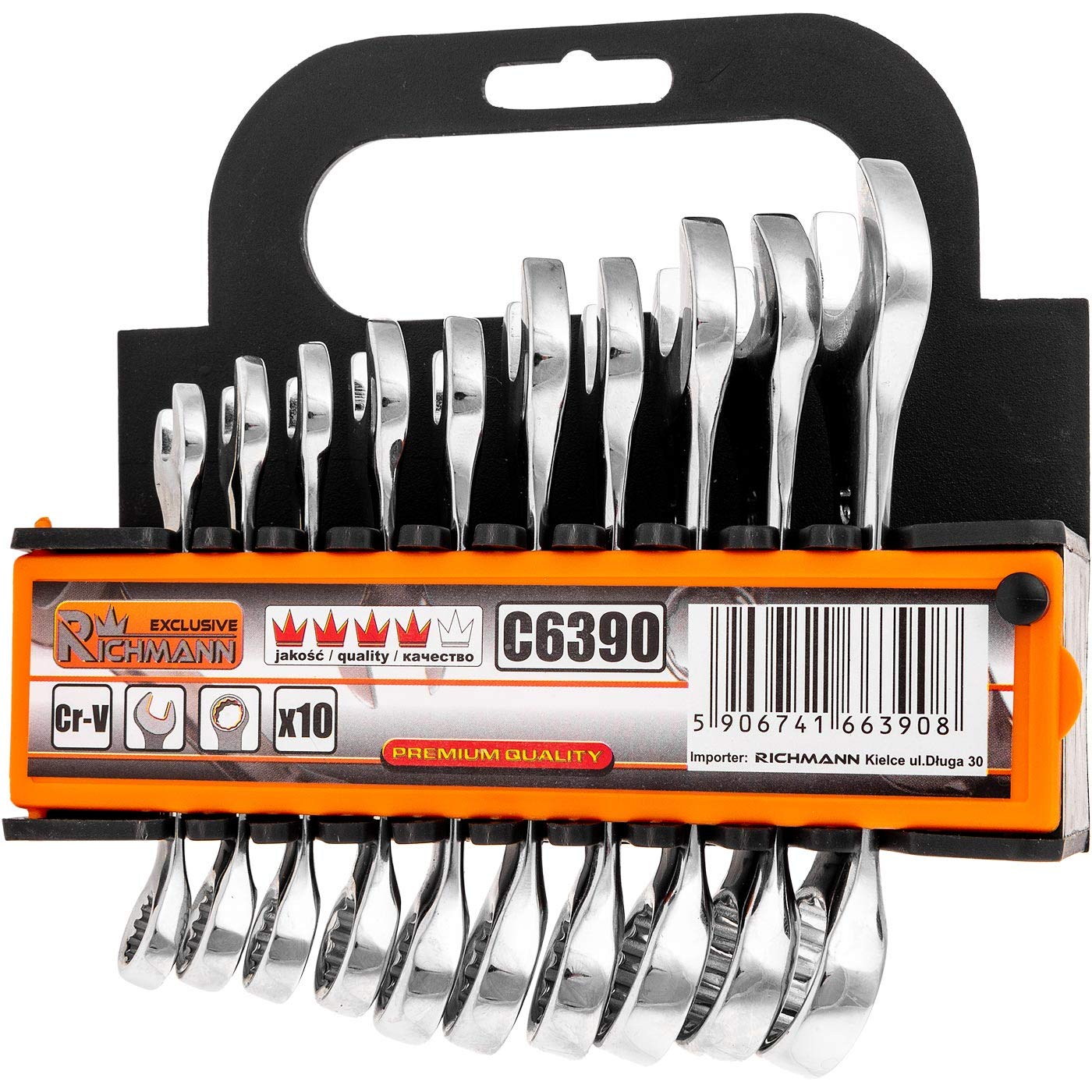 RICHMANN Exclusive Short Stubby Spanner Set Wrenches Set 10 pcs, 10-19 mm (C6390)