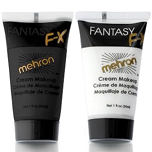 Mehron Makeup Fantasy F/X Water Based Face & Body Paint Black and White Face Paint Bundle