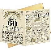 Obbyidk 60th Birthday Card, 60 Years Old Birthday Card for Women Men, Sixty Years Old Birthday Gift for Mom Dad, Back in 1965 Birthday Card