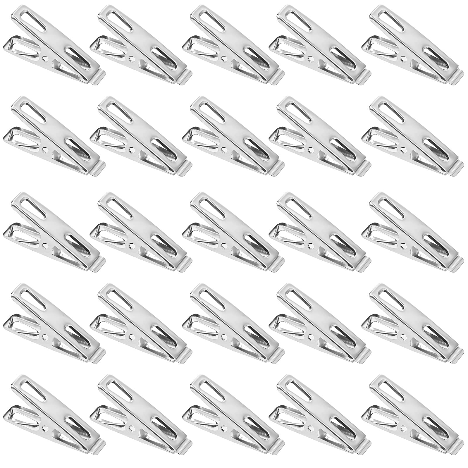 100Pcs Metal Laundry Pegs, Cloth Pegs for Washing Line, Multifunctional Clothing Clips Against Rust for Outdoor, Home,Kitchen, Bathroom, Garden(Stainless_Steel)