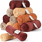 12 Pack Terracotta Flannel Throw Blankets Bulk 50 x 60 Inch with to Have to Hold Card and Rope Wedding Fleece Throw Blanket for Wedding Gifts Bed Couch Sofa Season Soft Lightweight(Terracotta)