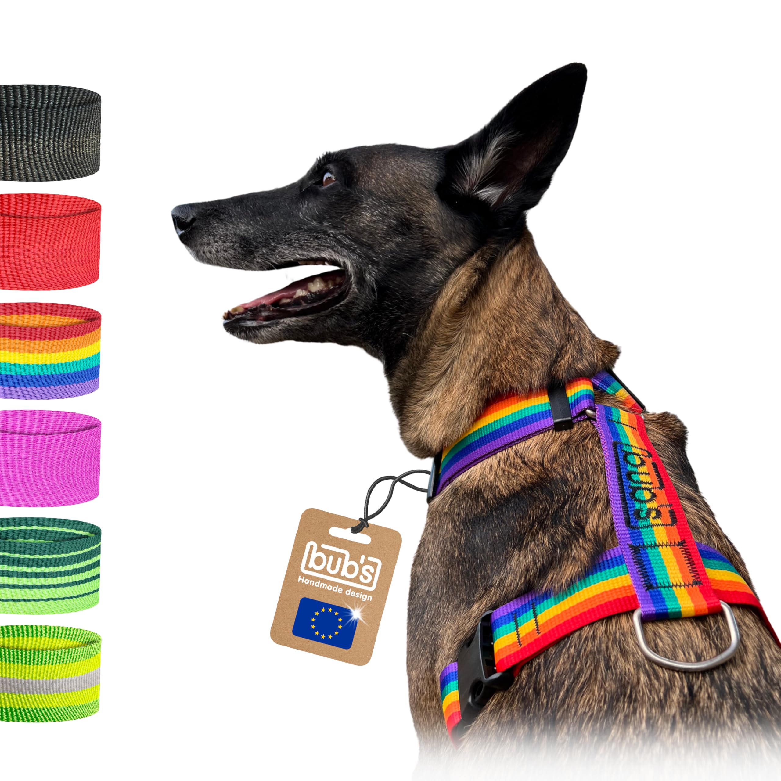bub's harness. Harness for big dogs. Anti-pulling system (Check size: Neck from 43/74 cm. Breast from 59/94 cm). (Rainbow)