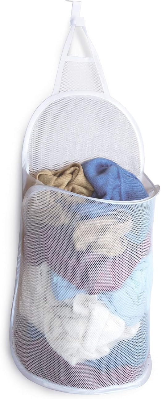 Amazon Com Smart Design Deluxe Mesh Over The Door Pop Up Hamper W Hook Adjustable Strap Ventilair Mesh Material For Laundry Clothes Home Holds 3 Loads 17