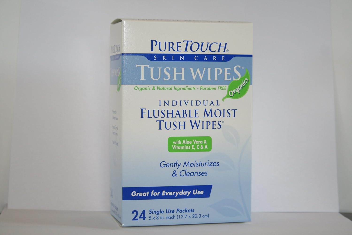 PureTouch Tush Wipes ORGANICS for Adults Individual Flushable Moist Wipes BULK of