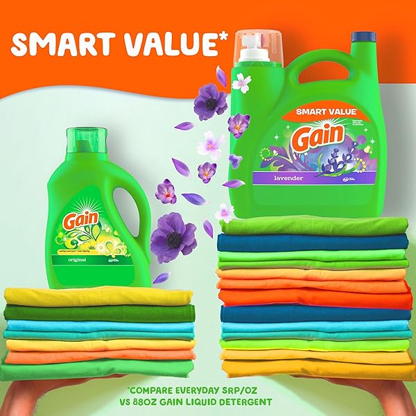 GAIN + AROMA BOOST LIQUID LAUNDRY DETERGENT LAVENDER SCENT 107 LOADS 154 FL OZ HE COMPATIBLE
