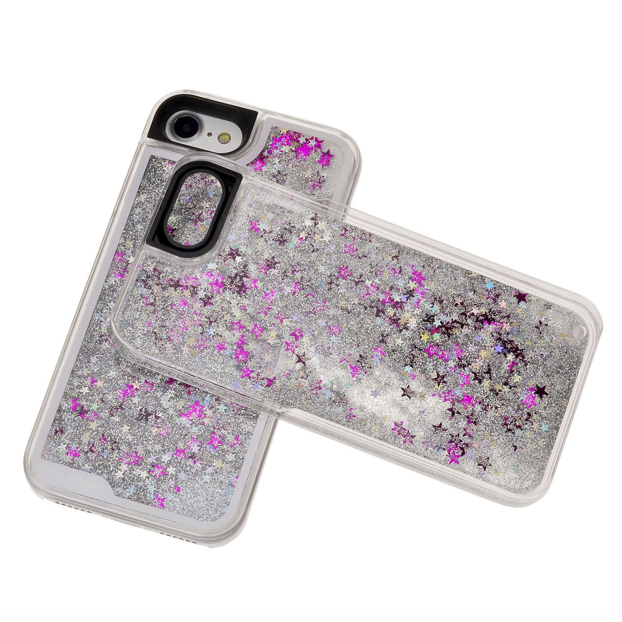iPhone 7 Liquid Case, Yoption Transparent Plastic 3D Glitter Quicksand Stars Liquid Case for iPhone 7 4.7\