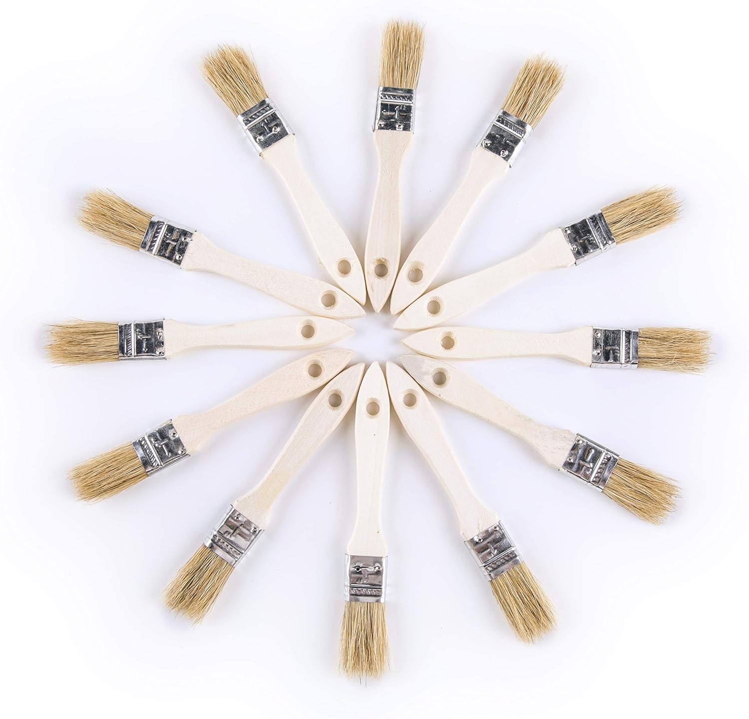 12 Pack of 1 inch Art Supply Chip Paint Brushes with Wood Handles and Paint for Paint, Stains, Glues, Varnishes: Kitchen & Dining