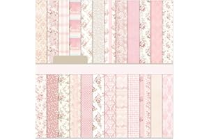 EAMOTOL 6 Inch Pink Flowers Scrapbooking Paper Pad - 24 Sheets Double Sided Aesthetic Patterns for Wedding Photos Album Journals Decorative Collage Origami DIY Crafts Gifts Wrapping Material