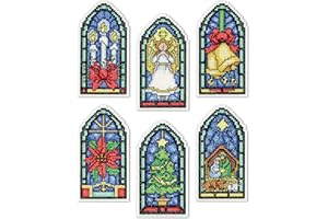 DESIGNWORKS INK Stained Glass Counted Cross Stitch Ornament Kit - Set of 6