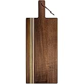 Rock & Branch Acacia Wood Charcuterie Serving Paddle – Long Cheese Board with Inlaid Pinstripe | Stylish Appetizer Tray & Cutting Board for Entertaining