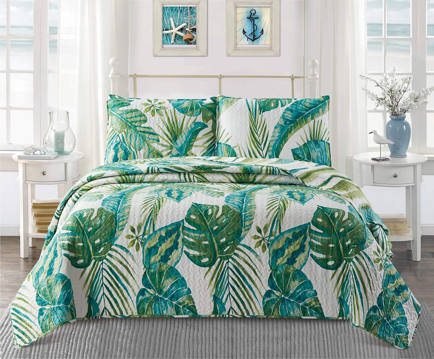 Virah Bella Tropical Leaves Contemporary Bedding Set Full