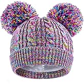 Century Star Kids Toddler Winter Hat- Satin Lined Beanie with Pom Pom Warm Knit Cap for Girls Boys One Size
