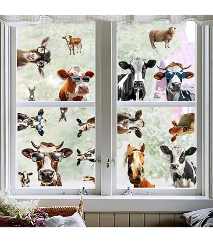 Rustic Farmhouse Cow Decor For Kitchen Window 18-PC Funny Cow - Double ...