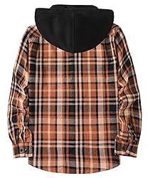 ZITY Men's Flannel Hoodie Shirts Casual Button Down