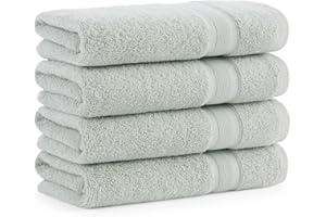 Aston & Arden Solid Turkish Hand Towels - Set of 4 - Extra Soft & Plush with Finest Long-Staple Aegean Cotton, 600 GSM, Luxury Towel for Spa, Hotel, and Bathroom, 18 x 32, Frosted Green