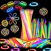 Naivees 102 Pack Glow Sticks Bulk Party Supplies, 8 Inch Glow in the Dark with Connectors, Neon GlowSticks for Party Decorations, Camping and Wedding