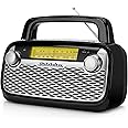 Studebaker SB2006 Bluetooth Speaker with AM/FM Portable Radio Bluetooth Streaming, Rechargeable Battery, and High Power (Black)