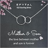 EFYTAL First Mothers Day Gift for New Mom, Sterling Silver Mother Son Necklace, Mom Necklace for Women, Mother Son Gifts
