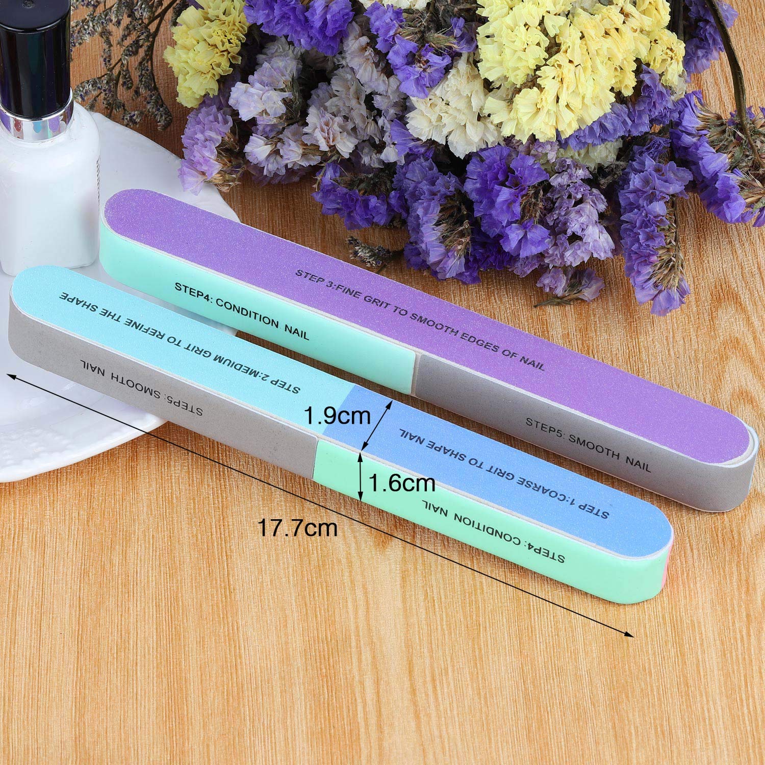12 Packs 7 Way Nail File and Buffer Block Nail Buffering Files 7 Steps Washable Emery Boards Professional Manicure Tools : Beauty