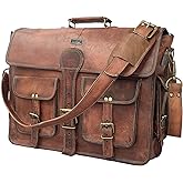 Retro Brown 20 Inch Buffalo Hunter Leather Laptop Messenger Bag Office Briefcase Crossbody (messenger)
