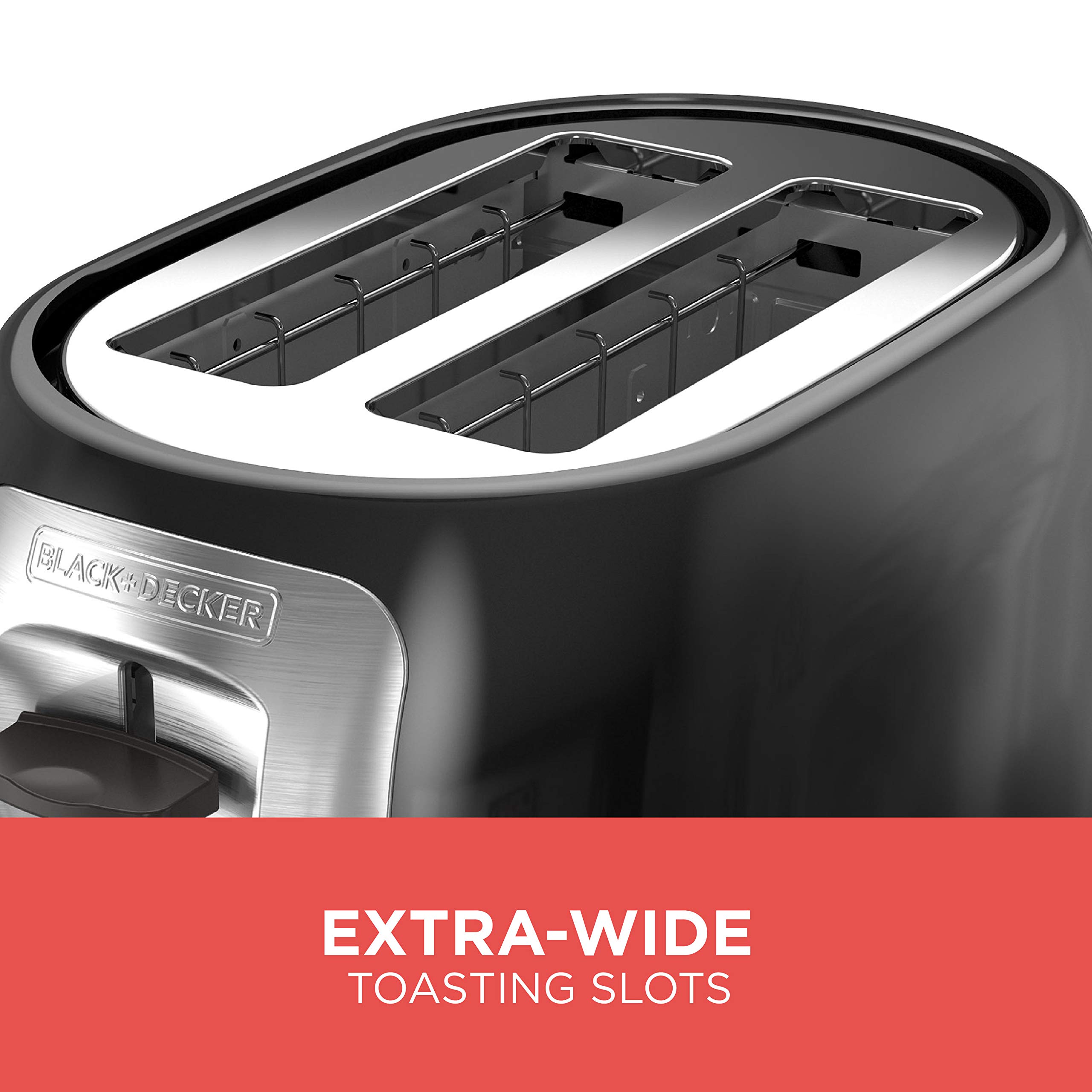 BLACK+DECKER 2Slice Extra Wide Slot Toaster, Classic Oval, Black with