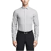 Calvin Klein Men's Dress Shirts Non Iron Stretch Regular Fit Check Gray
