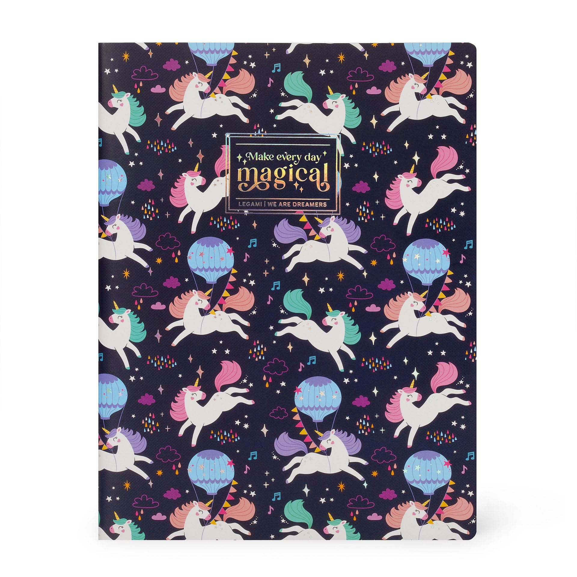 Legami - Large Lined Notebook - Page Size B5, Large Notebook with Ruling, FSC Certified Paper, 18.5 x 25 cm, Unicorn Theme
