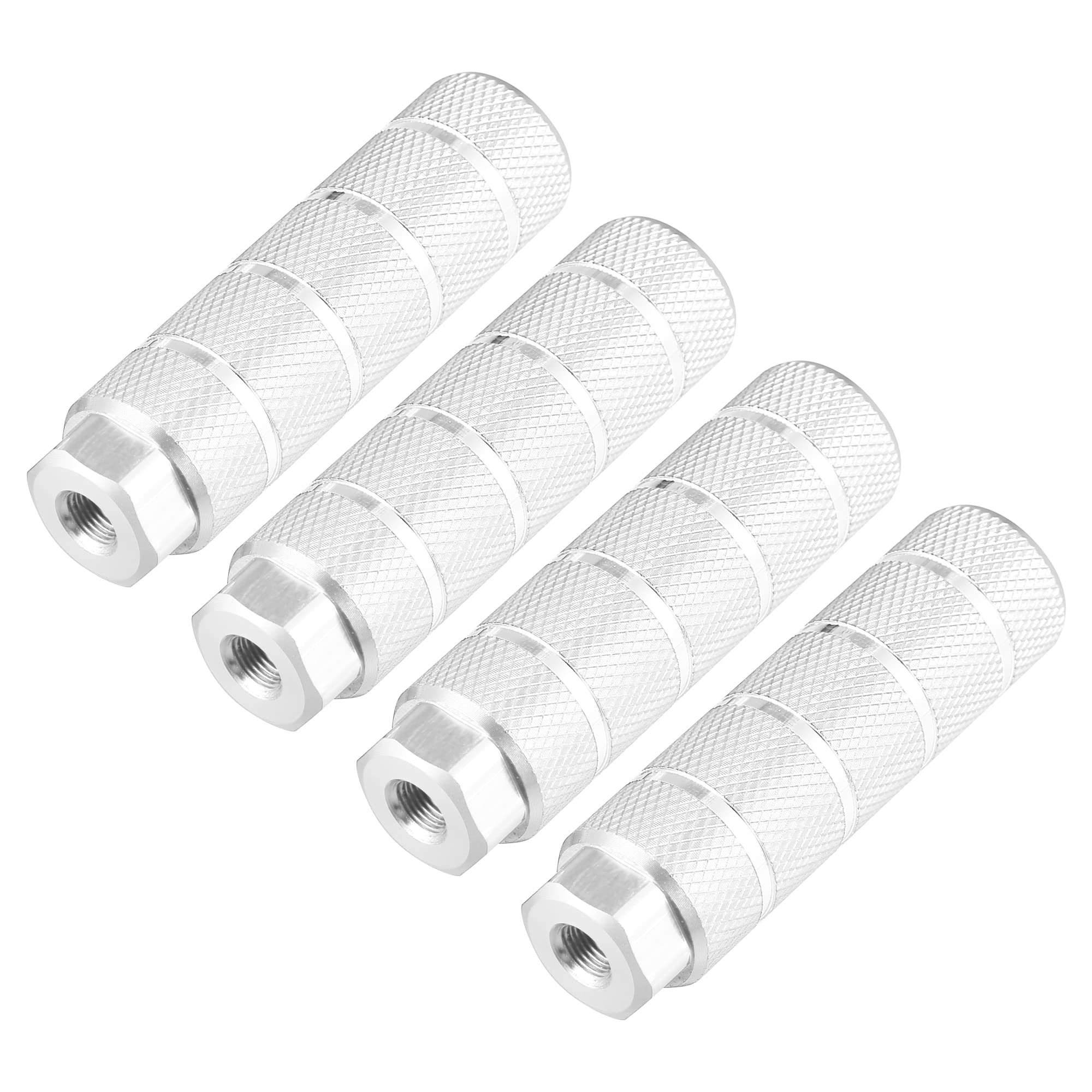 X AUTOHAUX 4pcs Bicycle Rear Foot Pegs Footrests Silver Tone Fit 3/8 Inch Axles
