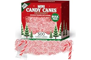 TABOOM Bulk Mini Candy Cane Individually Wrapped 500 Pack - Dye-Free Small Peppermint Candy Canes Red & White Christmas Candy For Holiday Gifts, Stocking Fillers, Party Favors & Decorations