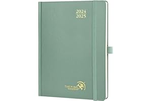 POPRUN Planner 2024-2025, [Medium 6.5'' x 8.5'' Hard Cover] Academic Calendar (July 24-June 25) Daily Weekly and Monthly Appointment Book with Hourly Time Slots, Monthly Tabs, 100 GSM - Midnight Green