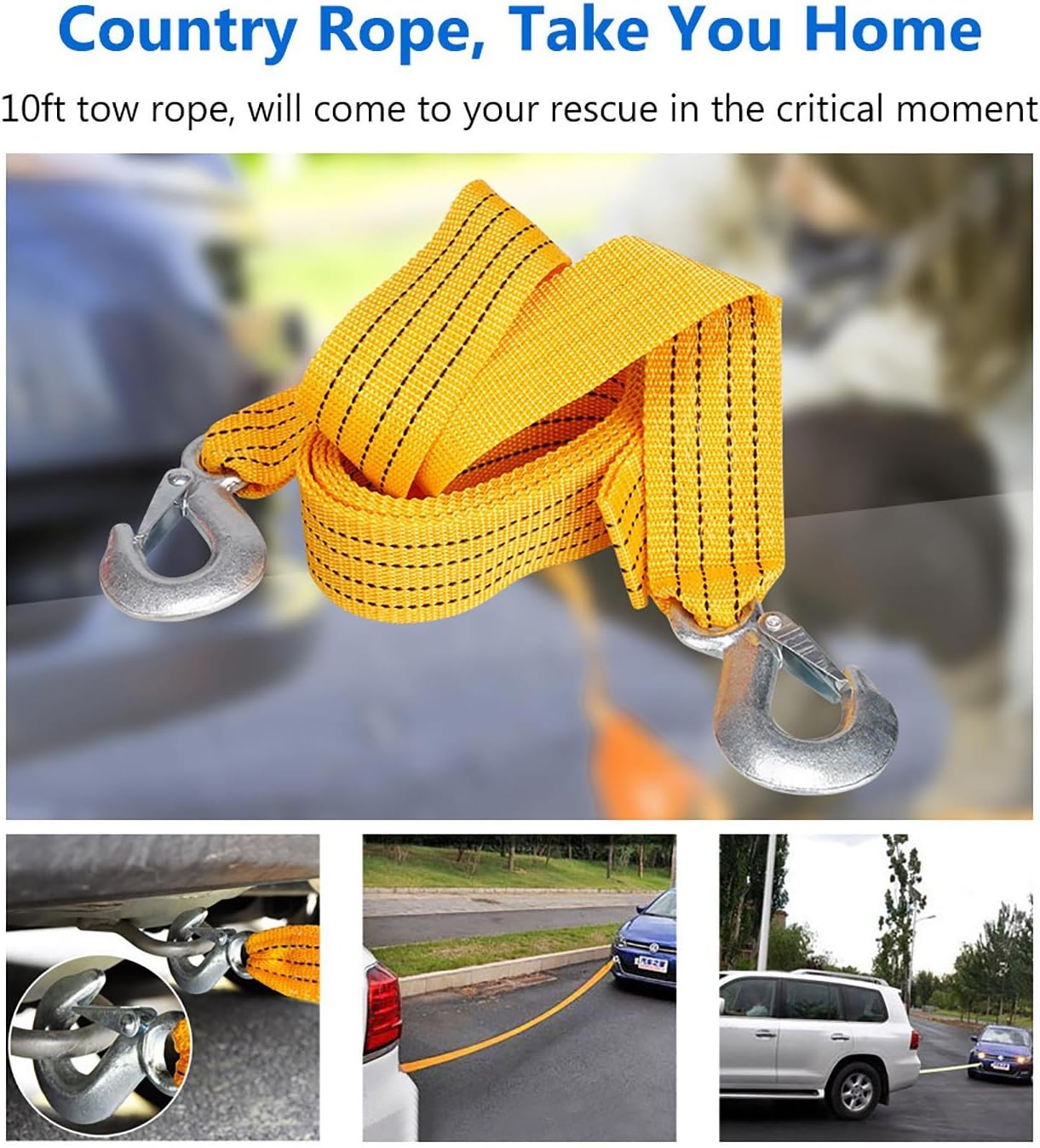 Sailnovo Car Emergency Kits, Multifunctional Roadside Assistance Auto Safty Kit ,First Aid Kit, Jumper Cables, Tow Rope, Triangle, Flashlight, Safety Hammer and More Ideal Survival Pack Accessories: Automotive