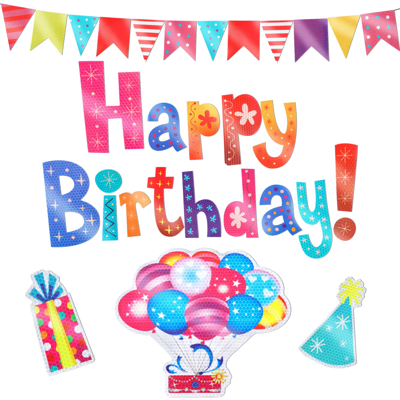 Photo 1 of Frienda 29 Pieces Happy Birthday Magnets for Car Parade and Cruise Door Reflective Automotive Birthday Decorations Colorful Balloon Magnets for Cars Refrigerator Metal Surface Decoration
