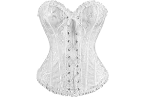JASGOOD Corset Tops for Women Lace up Boned Bustier Floral Overbust Corset for Halloween Renaissance Corset Shapewear