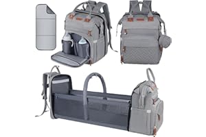 Baby Diaper Bag, Backpack with Changing Table, Insulated Pacifier Case, Multifunctional Waterproof Travel Diaper Bag