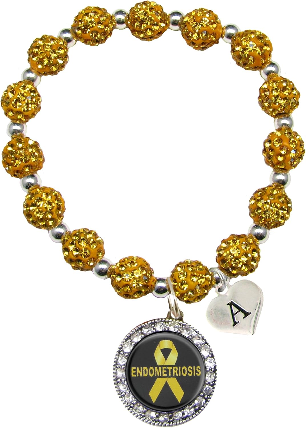 Amazon Com Holly Road Bracelet Custom Endometriosis Awareness Yellow Bling Bracelet Jewelry Choose Initial Jewelry