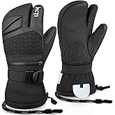 MCTi Snowboard Gloves with Wrist Guard 3-Finger Waterproof Mittens for Winter Snow Skiing