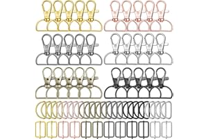Paxcoo Keychain Bulk with Key Chain Swivel Hook D Rings and Slide Buckles for Handbag Purse Hardware Craft (1 Inch)
