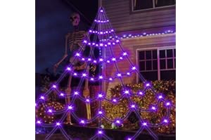 Yumhum 250 LED Purple Halloween Spider Web Lights Outdoor Decorations, 19.7FTx13.1FT Plug in 8 Twinkle Modes Giant Light Up Spider Web Decorations for Yard Home Decor Halloween Decorations