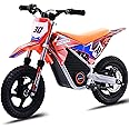 OLALA 36V Electric Dirt Bike for Kids Aged 3-8, Brushless 250W Racing Grade Electric Motorcycle, Up to 15.5MPH & 3 Speed Settings, Safe Disc Brakes, 12'' Off-Road Knobby Tires, Orange