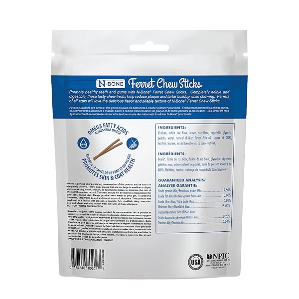 N-BONE FERRET CHEW STICKS CHICKEN FLAVOR, 3.74-OZ BAG